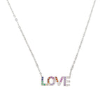 925 Silver Rainbow CZ MAMA LOVE DREAM Necklace for Women Layer Bohemia Jewelry