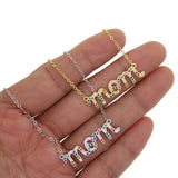 925 Silver Rainbow CZ Initial Letter Pendant Necklace Mom Collar Jewelry