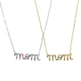 925 Silver Rainbow CZ Initial Letter Pendant Necklace Mom Collar Jewelry