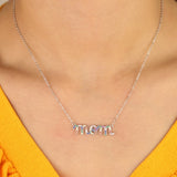 925 Silver Rainbow CZ Initial Letter Pendant Necklace Mom Collar Jewelry