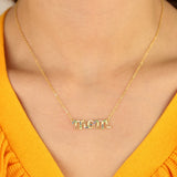 925 Silver Rainbow CZ Initial Letter Pendant Necklace Mom Collar Jewelry