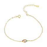 925 Silver Rainbow CZ Evil Eye Charm Bracelet