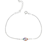 925 Silver Rainbow CZ Evil Eye Charm Bracelet
