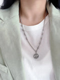925 Silver Elephant Necklace Hip-Hop Sweater Chain Thai Silver Retro