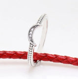 925 Silver Pan Ring Heart Crystal Wedding Party