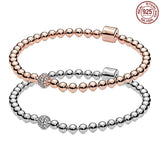 925 Sterling Silver Rose Beads Charm Bracelet for DIY Jewelry