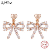 925 Silver Rosette Earrings Diamond Flash Fine Jewelry For Women