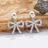 925 Silver Rosette Earrings Diamond Flash Fine Jewelry For Women