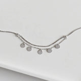 925 Silver Round Charms Anklet Leg Bracelet Double Layered Foot Chains for Women