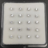 925 Silver Round CZ Nose Pin Stud Piercing Jewelry 20pcs