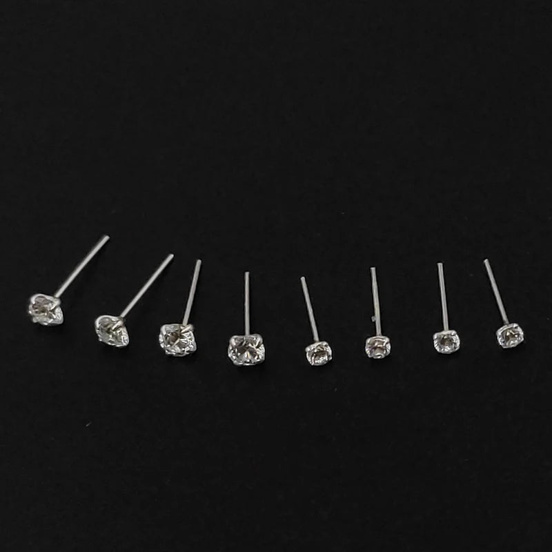 925 Silver Round CZ Nose Pin Stud Piercing Jewelry 20pcs