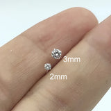 925 Silver Round CZ Nose Pin Stud Piercing Jewelry 20pcs