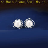925 Sterling Silver Semi Mount Earrings for 8-11mm Pearl/Round Beads