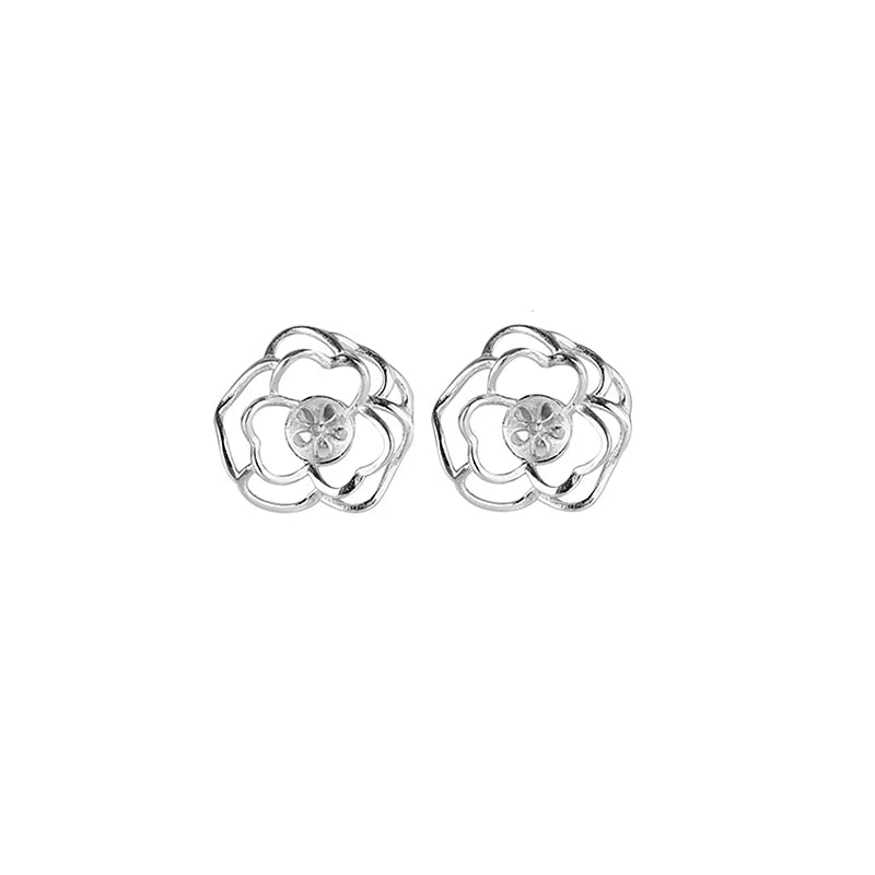 925 Sterling Silver Semi Mount Earrings for 8-11mm Pearl/Round Beads