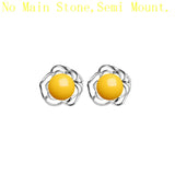 925 Sterling Silver Semi Mount Earrings for 8-11mm Pearl/Round Beads