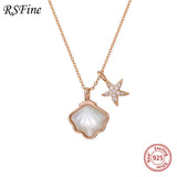 925 Silver Shell Starfish Necklace for Her