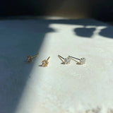 925 Silver Cz Star Stud Earrings Dainty Ear Bones