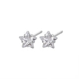 925 Silver Cz Star Stud Earrings Dainty Ear Bones