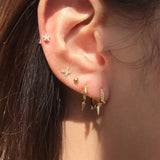 925 Silver Cz Star Stud Earrings Dainty Ear Bones