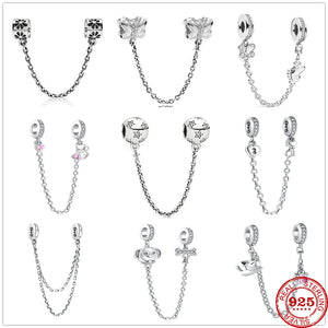 925 Sterling Silver Safety Chain Bead for Bracelet DIY Jewelry