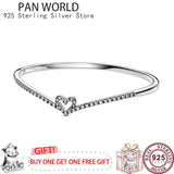 925 Sterling Silver Love Wishing Bone V-Shaped Women's Bracelet