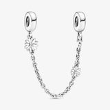 925 Silver Flower Safety Chain Bead Charm for Bracelet DIY