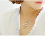 925 Silver Butterfly Rhinestone Necklace for Women