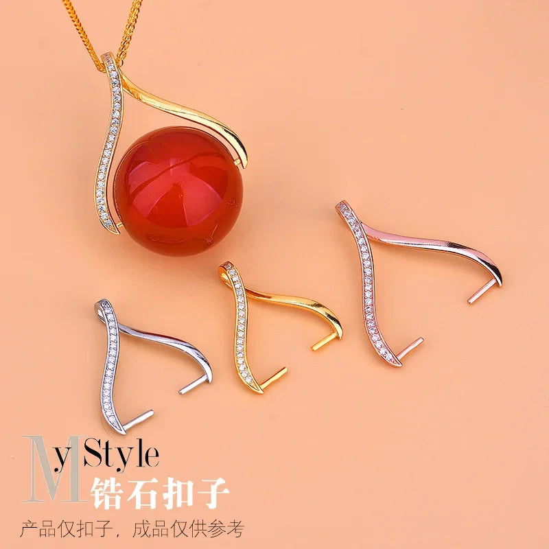 925 Silver Zircon Jade Pendant DIY Jewelry