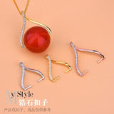 925 Silver Zircon Jade Pendant DIY Jewelry