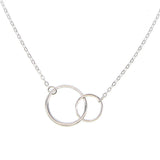 925 Sterling Silver Teen Girl Double Circle Moving Round Circle Silver Necklace