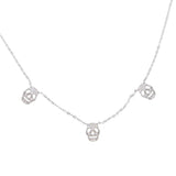 925 Silver Skeleton CZ Skull Charm Choker Necklace Punk Rock Women Necklaces