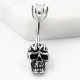 925 Sterling Silver Skull Belly Button Ring