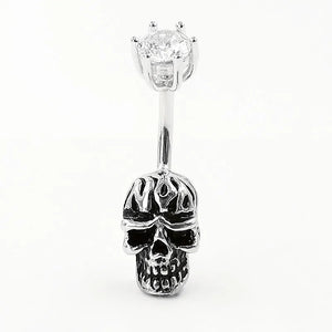 925 Sterling Silver Skull Belly Button Ring
