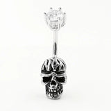 925 Sterling Silver Skull Belly Button Ring