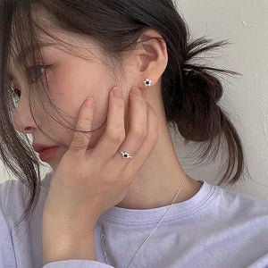 925 Sterling Silver Flower Earrings Small Cold Female Korea Jewelry