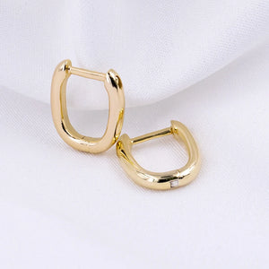 925 Sterling Silver Small Square Earrings 18K Jewelry Hoop Ear Buckles