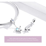 925 Silver Space Cat Charm Pendant Bracelet DIY Jewelry