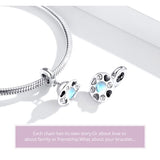 925 Silver Space Cat Charm Pendant Bracelet DIY Jewelry