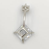 925 Silver Square CZ Belly Ring Piercing Jewelry