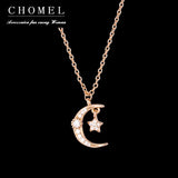 925 Silver Star Moon Necklace Flash Diamond Choker