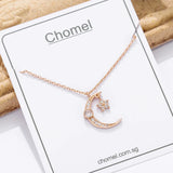 925 Silver Star Moon Necklace Flash Diamond Choker