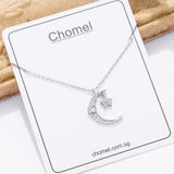 925 Silver Star Moon Necklace Flash Diamond Choker