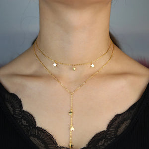 925 Silver Star Charm Y Shape Chain Necklace