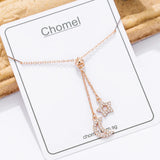 925 Silver Star Moon Necklace Flash Diamond Tassel Choker for Women