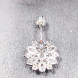 925 Silver Sunflower Belly Button Ring Navel Piercing Jewelry Women