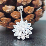 925 Silver Sunflower Belly Button Ring Navel Piercing Jewelry Women