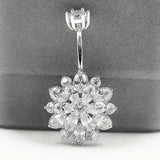 925 Silver Sunflower Belly Ring Navel Piercing Jewelry