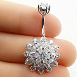 925 Silver Sunflower Belly Ring Navel Piercing Jewelry