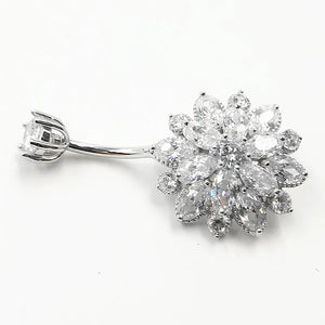 925 Silver Sunflower Belly Ring Navel Piercing Jewelry