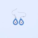 925 Silver Evil Eye Dangle Earring with Colorful CZ Stone